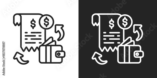expense Icon In Black And White Line Style