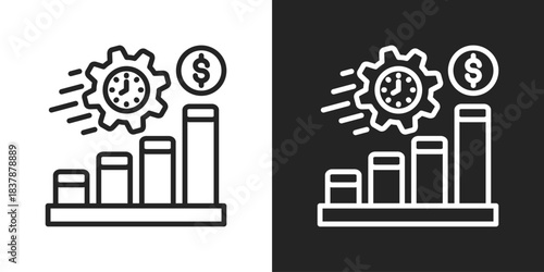 efficiency Icon In Black And White Line Style