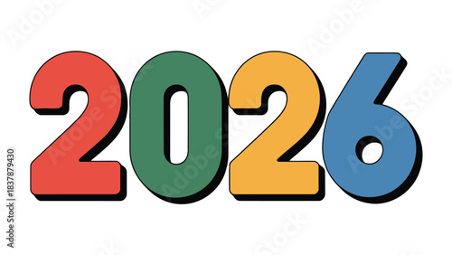 2026: A vibrant and colorful representation of the year 2026, set against a clean, modern aesthetic.