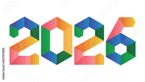 Vibrant Vision of the Future: The year 2026 comes alive with a colorful, modern design, symbolizing progress and innovation. 
