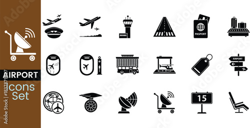 Set of black vector silhouette icons for food and drinks web design and business illustration