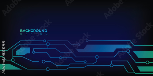 Dark Blue Horizontal Circuit Layout