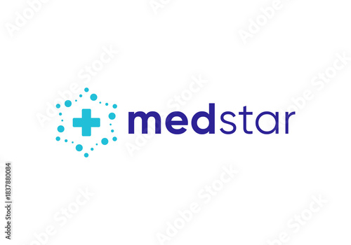 abstract healthcare with star logo design concept	
