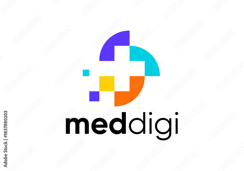 Obraz premium abstract plus health logo. medical digital technology vector design concept