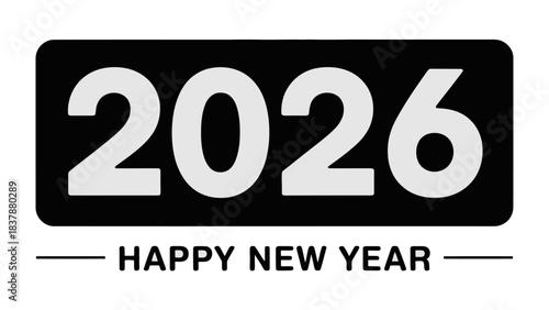 New Year 2026: A minimalist greeting card design with a clean, modern aesthetic. The year 2026 takes center stage, complemented by a heartfelt Happy New Year message.