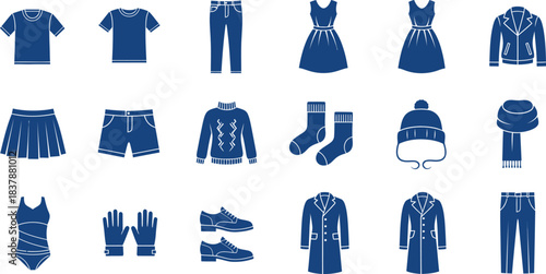 Fashion apparel collection vector illustration of clothing sets for women, men, and girls