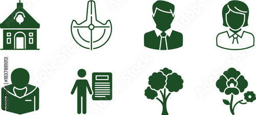 Business and Education Icons Green Silhouettes vector illustration