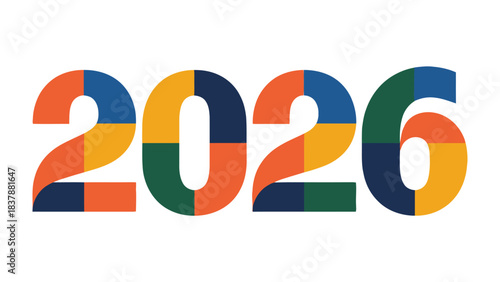 Visualizing a New Year: An artistic display showcasing the year 2026, composed of various shapes and colors