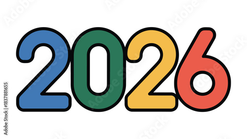 Visualizing the Future: A vibrant graphic showcasing the year 2026, composed of colorful digits. Evoking a sense of anticipation and forward-thinking.
