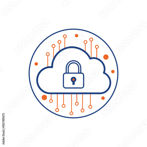 Secure Cloud Data Protection Cyber Security and Information Technology Illustration
