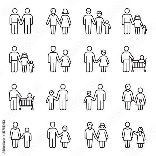 Family and parenting vector silhouette