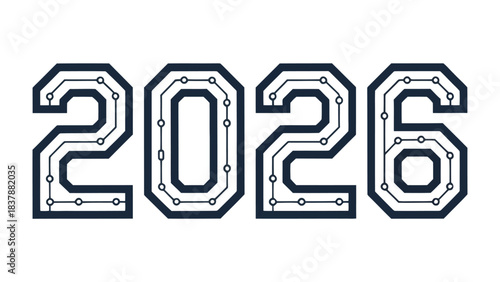 Digital Era Countdown: The year 2026 emblazoned with the sleek, modern aesthetic of technological innovation. A forward-thinking visual representation of the future, a nod to the digital frontier.