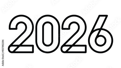 2026: A visual representation of the year 2026, cleanly rendered and ready to signify forward-looking concepts, forecasts, and temporal themes.