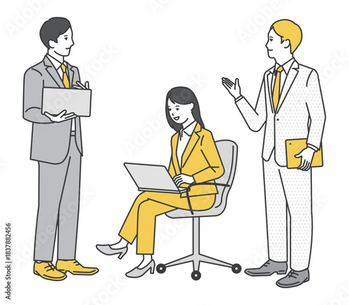 会話をするビジネスパーソンのイラストベクター素材