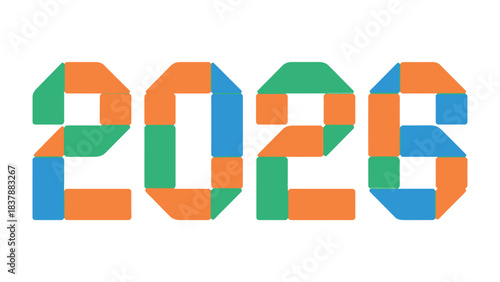 2026 Typography: A vibrant, geometric arrangement of numbers 2026, showcasing a modern and playful approach to the year ahead.