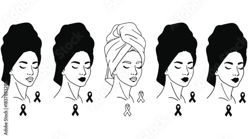 Find beauty after cancer with towel turban headwrap illustration
