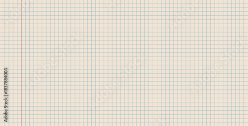 Beige grid paper notepad page. Office blank background. Notebook paper sheet. Vector horizontal binder pattern. Math plaid textured cover. Educational stationary simple squared bg template.