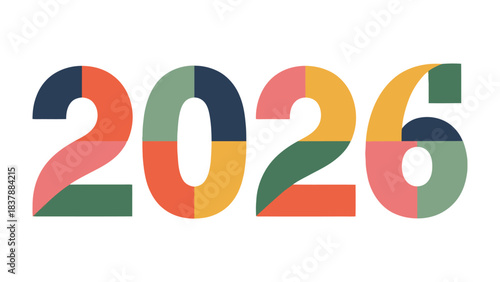 2026: A visual representation of the year 2026. The number is formed using various shapes and colors