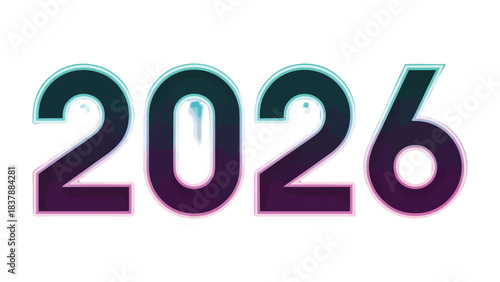2026 Typography: A sleek, digitally-rendered depiction of the year 2026, set against a transparent backdrop, conveying a sense of futuristic vision and the passage of time.