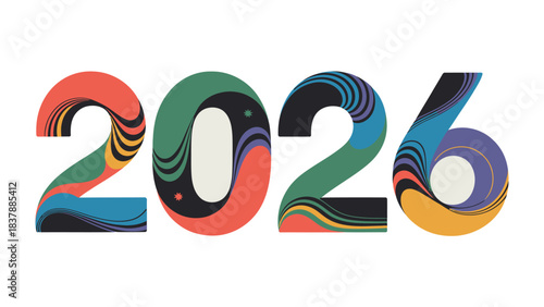 Vibrant Typography of 2026: A visually stunning design with the number 2026 in bold, colorful typography, representing the future, progress, and innovative spirit.