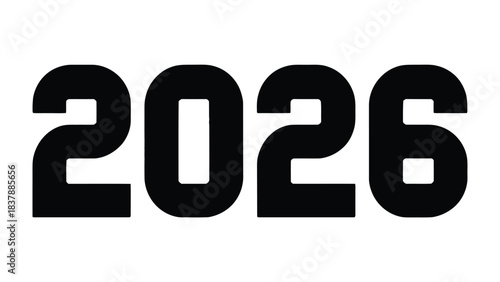 2026: A bold, clear depiction of the year 2026, presented in a clean, modern font, serving as a versatile visual element for various themes.