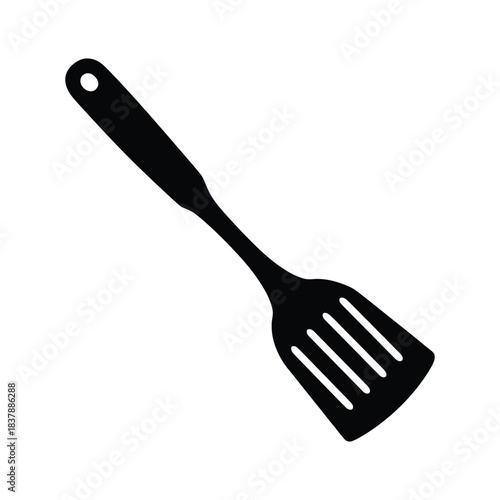 Slotted Spatula or Turner Silhouette Icon - Kitchen Cooking Utensil Vector