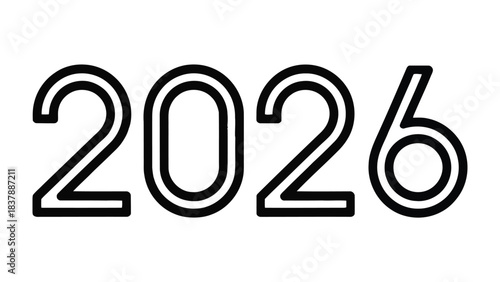 2026: a clean, minimalist depiction of the number 2026, ideal for conceptual visuals related to time, the future, and planning. 