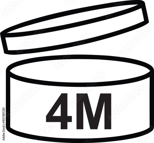 4m cosmetic usage icon showing product's recommended shelf life after opening on packaging design