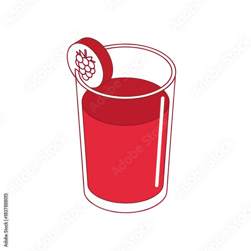 Refreshing Raspberry Drink in Glass with Fruit Garnish.