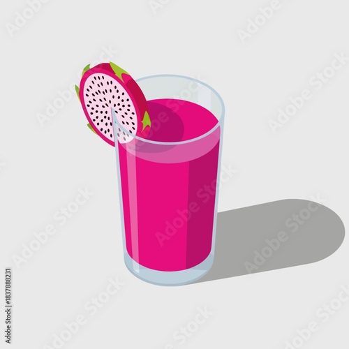 Refreshing Dragon Fruit Juice in a Tall Glass with Slice Garnish.