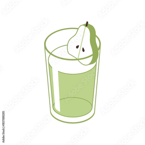 Refreshing Pear Juice in a Tall Glass with Pear Slice Garnish.