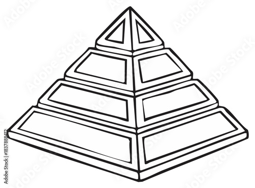 Generic Stepped Pyramid Design Line Art Illustration Icon Concept for Growth or Hierarchy