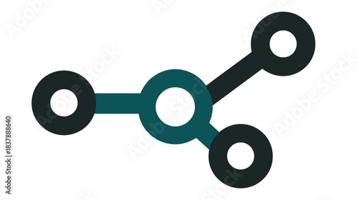 Clean abstract graphic of interconnected circles and lines representing a digital network, data, or system connection.