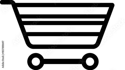 Essential black outline shopping cart icon for e-commerce, online retail, digital marketing, and mobile shopping apps.