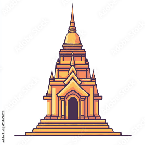 Golden Buddhist Temple Architecture with Intricate Details and Design.