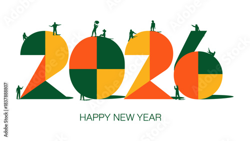 A Visual Start to a New Chapter: A stylized and optimistic visual composition, with miniature figures interacting with the numbers of a year.