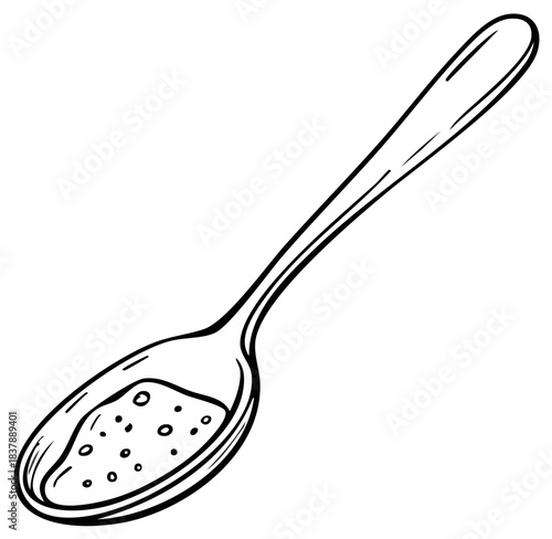 Hand drawn spoon filled with granules and powder illustration