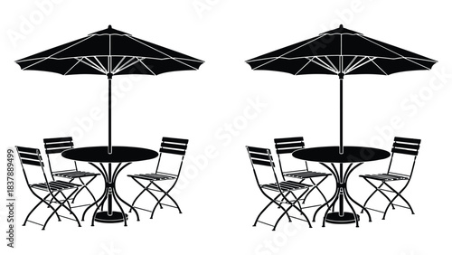 Outdoor patio furniture set with umbrella table and chairs art