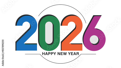 New Year 2026 Celebration: A vibrant and colorful design celebrates the arrival of 2026, conveying anticipation and joy for the coming year.