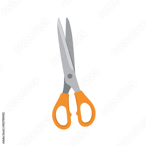Modern scissors with orange handles, detailed vector style suitable for sewing tools, office equipment, crafting themes, DIY projects, and general-purpose cutting illustrations