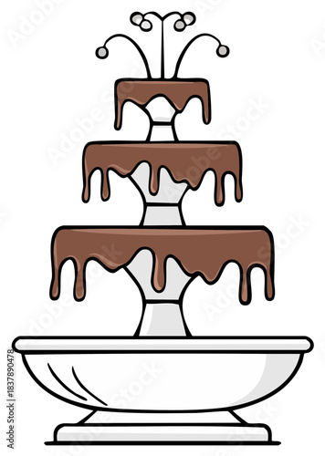 Chocolate Fountain Three Tier Stand Dessert Display Sweet Treat Illustration