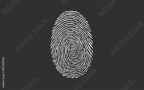 Fingerprint on Black Background, Detailed Thumbprint Texture, Grunge Identity Symbol Overlay for Posters, Flyers, Banners, and Digital Artwork.