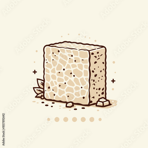 Illustration of tempeh slices