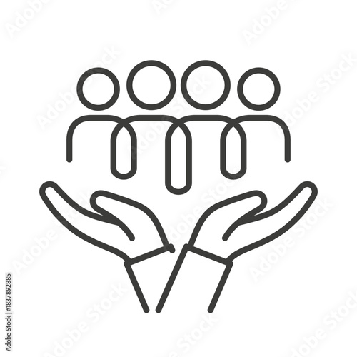 Community care icon. People group save. Inclusion social equity. Editable vector illustration.