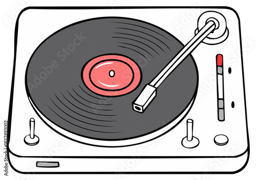 Vinyl Record Player Playback Device for Audio Music Listeners in Retro Style