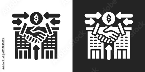 Acquisition Icon In Black And White Glyph Style