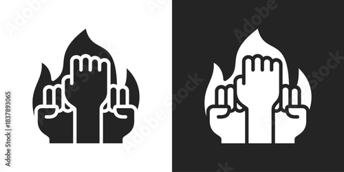 Empowerment Icon In Black And White Glyph Style