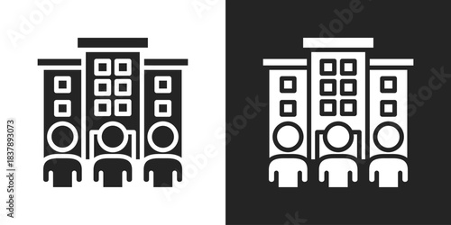 Corporate Culture Icon In Black And White Glyph Style