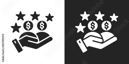 Customer Satisfaction Icon In Black And White Glyph Style