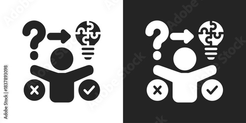 Problem Solving Icon In Black And White Glyph Style